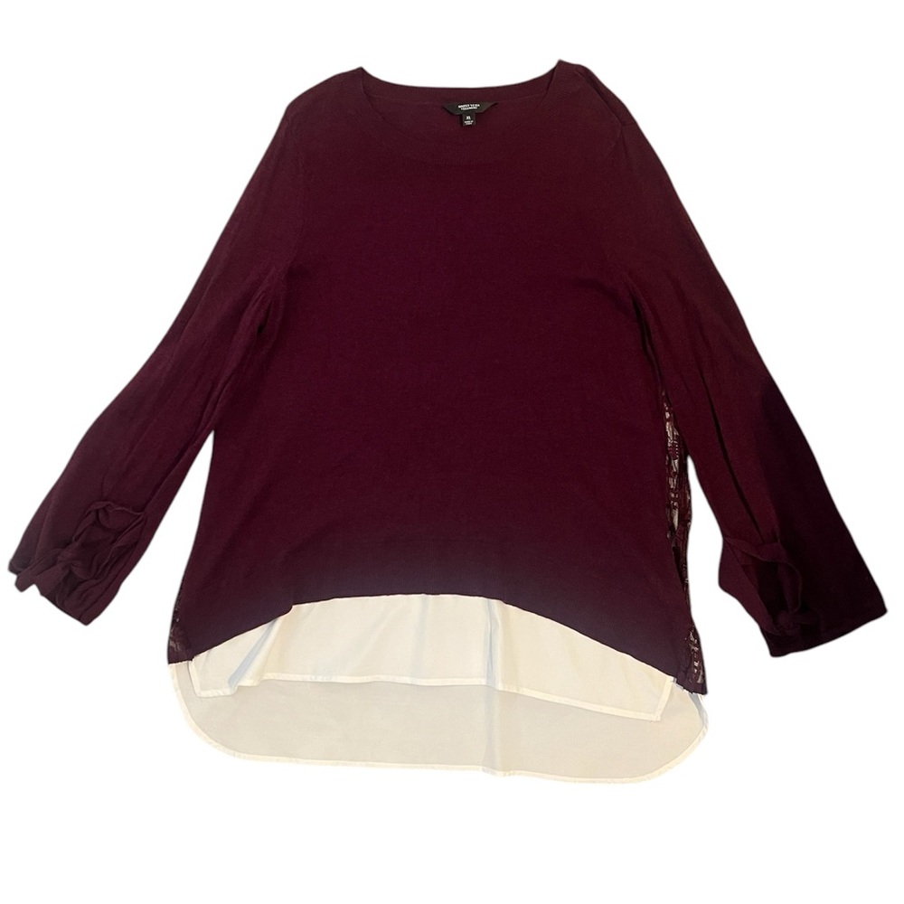 Vera Wang Burgundy Lace Flowy Top | XL